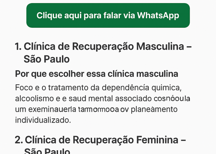 As 2 Melhores Clínicas de Recuperação em São Paulo – masculina e feminina – valores justos para você que busca tratamento em São Paulo