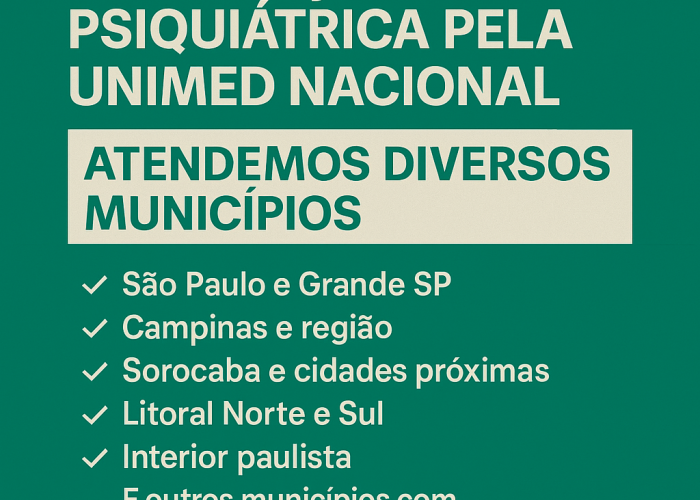 Internação Psiquiátrica Pela Unimed Nacional – Atendemos Diversos Municípios